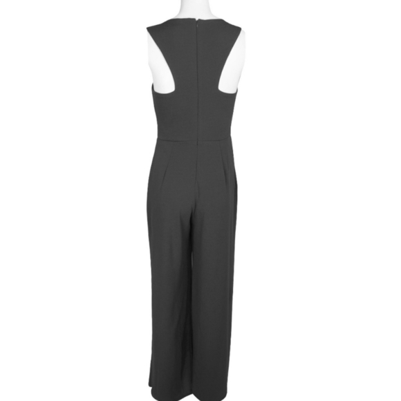 MARINA V-neck ruffled sleeveless formal size 6 black Jumpsuit NWT - Picture 2 of 11